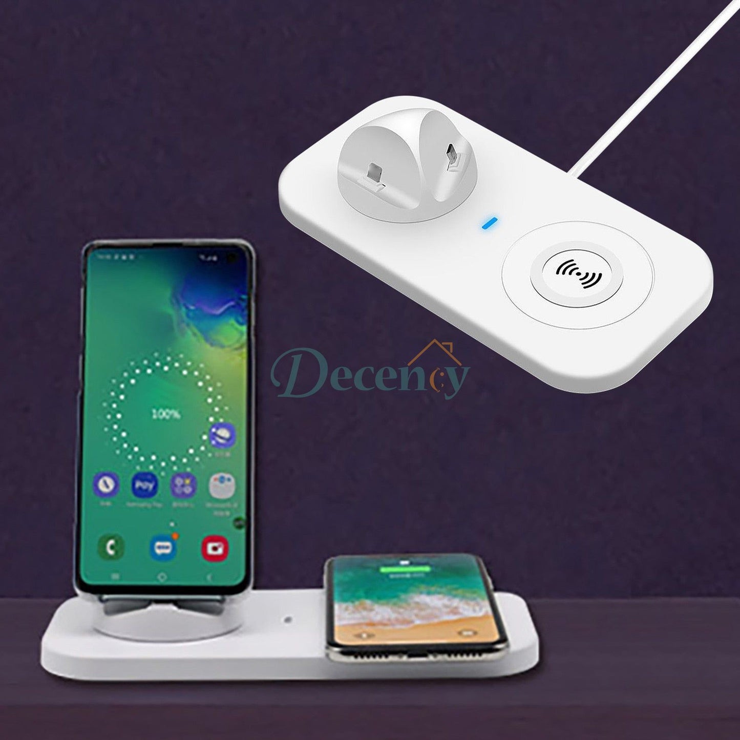 3 In 1 Multi Function Wireless Charger For Phone,Smart Watches And Bluetooth Headphones - Decency