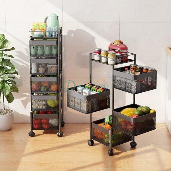 Kitchen Vegetable Rotating Trolley | Square Shape - Decency