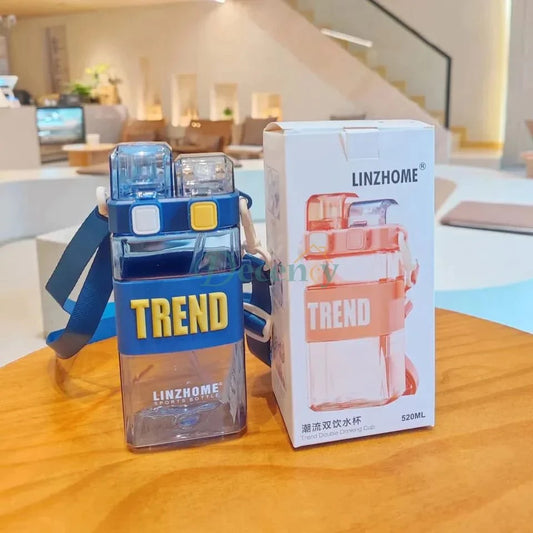 TREND 2 in 1 water bottle with straw and open cap - 520ml - Decency