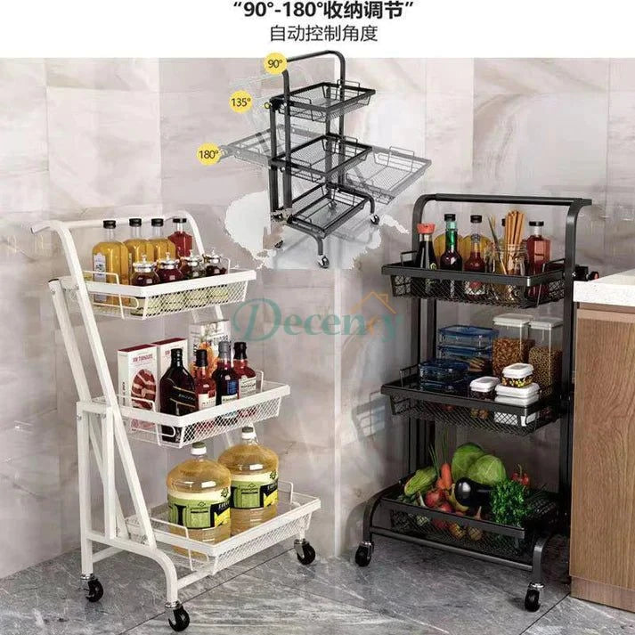 3-Tier Kitchen Fruits And Vegetables Folding Storage Rack - Decency