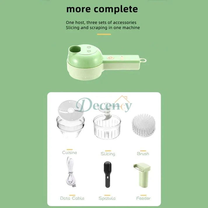 4 In 1 Handheld Electric Rechargeable Vegetable Cutter - Decency