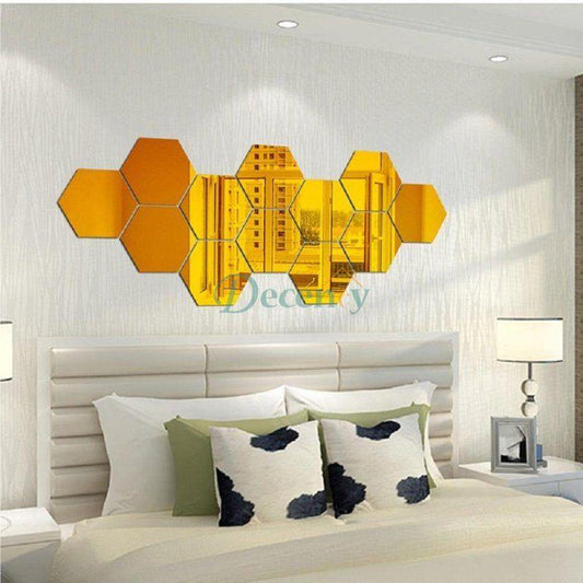 Hexagon 3D Acrylic Decor Mirror Wall Sticker for Dining Room Wall Decor - Decency
