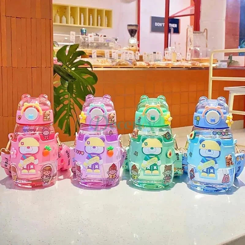 Cute Bear Water Bottle With Straw - Decency