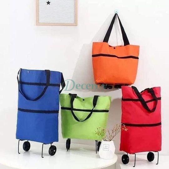Foldable Shopping Trolley Tote Bag With Wheels Reusable - Decency