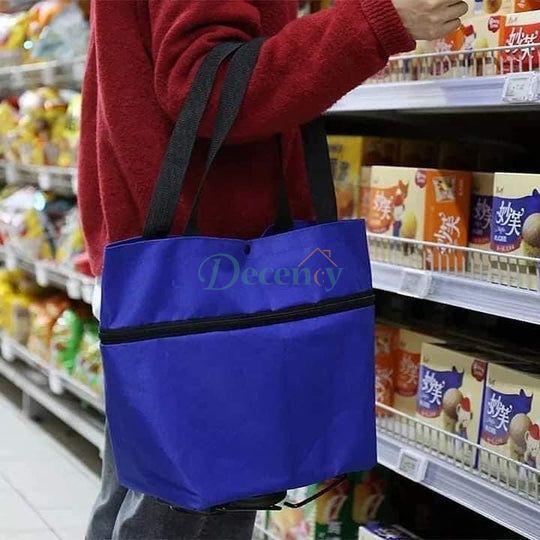 Foldable Shopping Trolley Tote Bag With Wheels Reusable - Decency