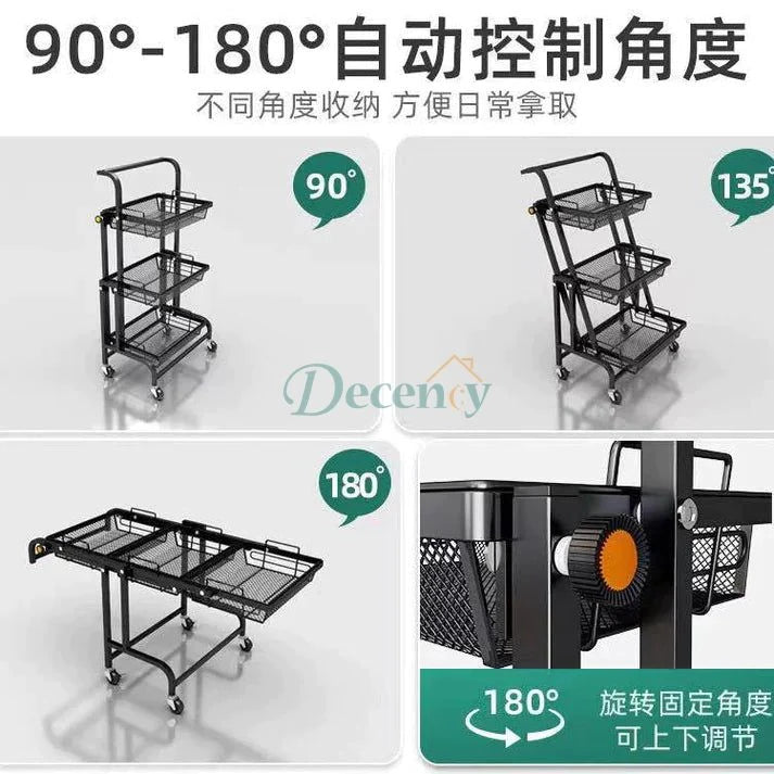 3-Tier Kitchen Fruits And Vegetables Folding Storage Rack - Decency