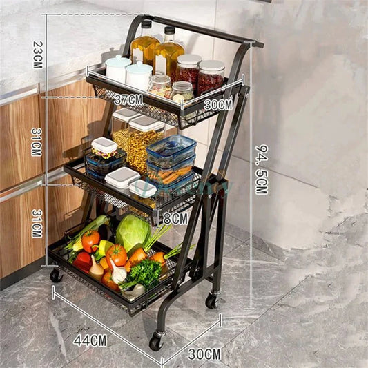 3-Tier Kitchen Fruits And Vegetables Folding Storage Rack - Decency