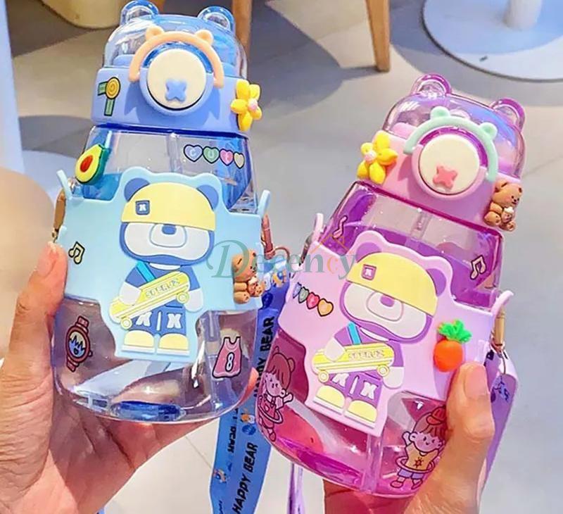 Cute Bear Water Bottle With Straw - Decency