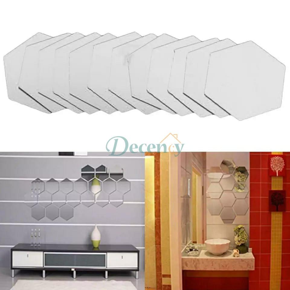 Hexagon 3D Acrylic Decor Mirror Wall Sticker for Dining Room Wall Decor - Decency