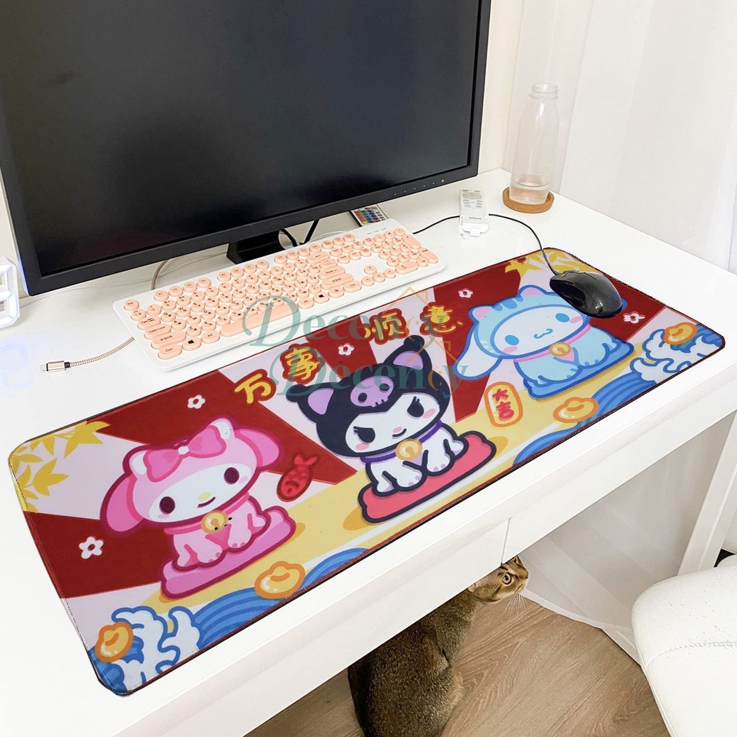 Cute Mouse Pad,Large Gaming Desk Mouse mat Cartoons Keyboard Pad,Laptop Desk Mat for Gaming, Writing, or Home Office Work 32 x 12 - Decency