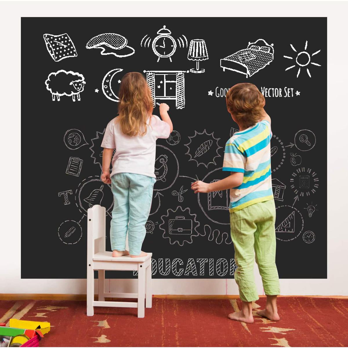 Chalk Board Wall Sticker For Kids, Self-adhesive Drawing Writing Teaching Board, Erasable Black Board Wall Sheet