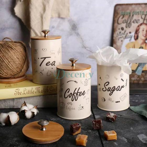3-Piece Vintage Retro Metal Containers with Lids