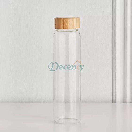 Cylindrical Glass Bottle Wooden Lid
