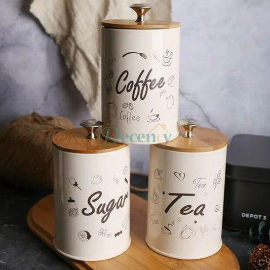 3-Piece Vintage Retro Metal Containers with Lids
