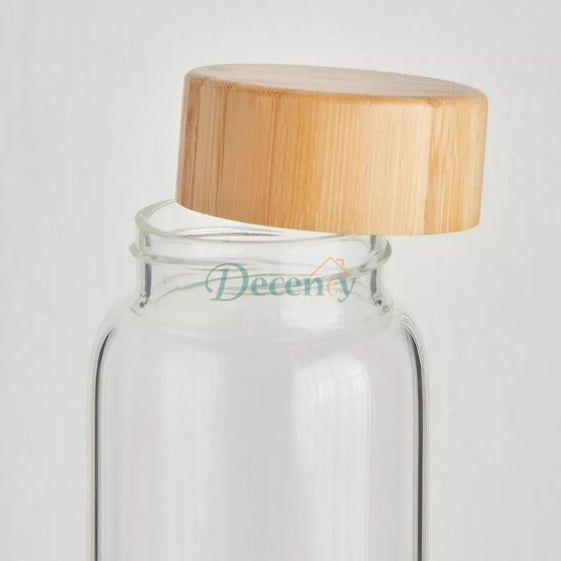 Cylindrical Glass Bottle Wooden Lid