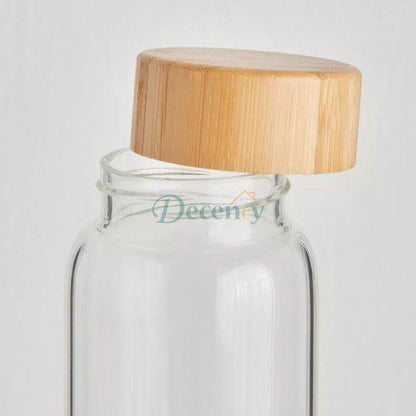Cylindrical Glass Bottle Wooden Lid