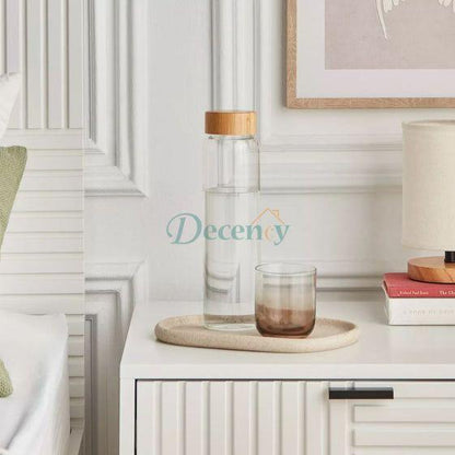 Cylindrical Glass Bottle Wooden Lid