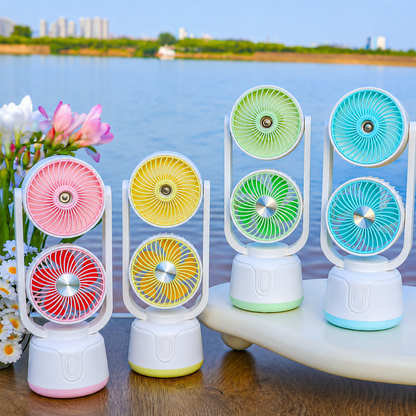 2-in-1 Dual Head Rechargeable Cooling Mist Fan