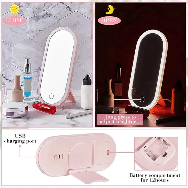 Portable Makeup Box With Led Mirror