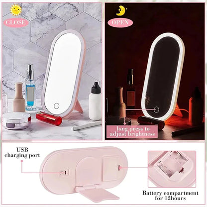 Portable Makeup Box With Led Mirror