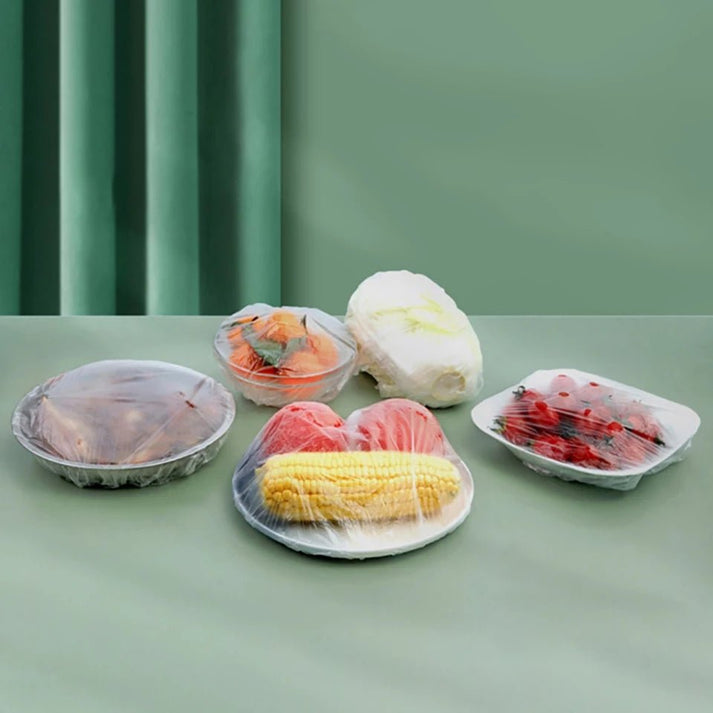 Disposable Food Cover Plastic Wrap Elastic-Pack of 100