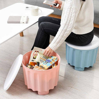 Storage Stool Plastic Large Capacity Stackable Storage Box Footstool Seat