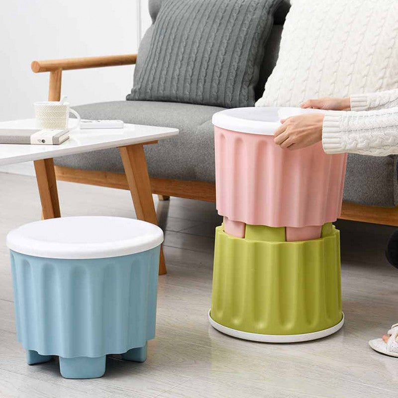 Storage Stool Plastic Large Capacity Stackable Storage Box Footstool Seat