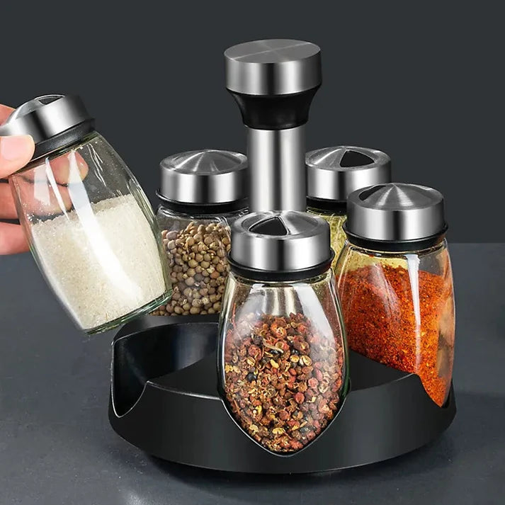 Premium Quality 6 Pcs Revolving Spice Jar