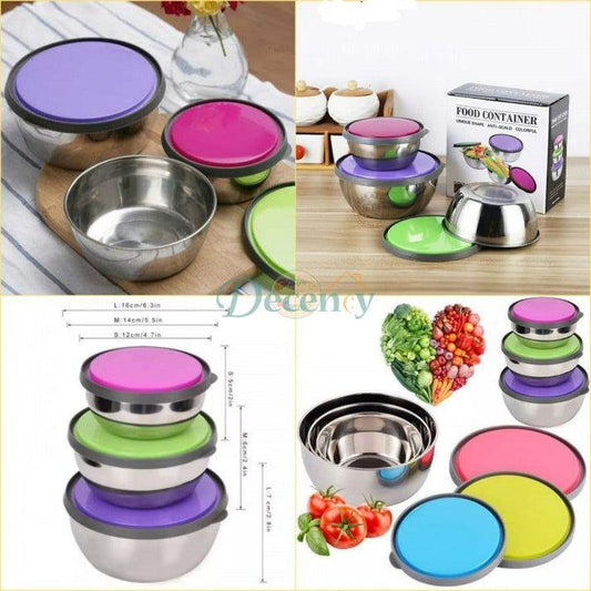 3 Pcs Steel Bowl Set