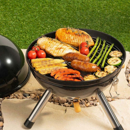 Portable Football Style BBQ Grill with Heat Control | Countertop Charcoal Barbecue Grill