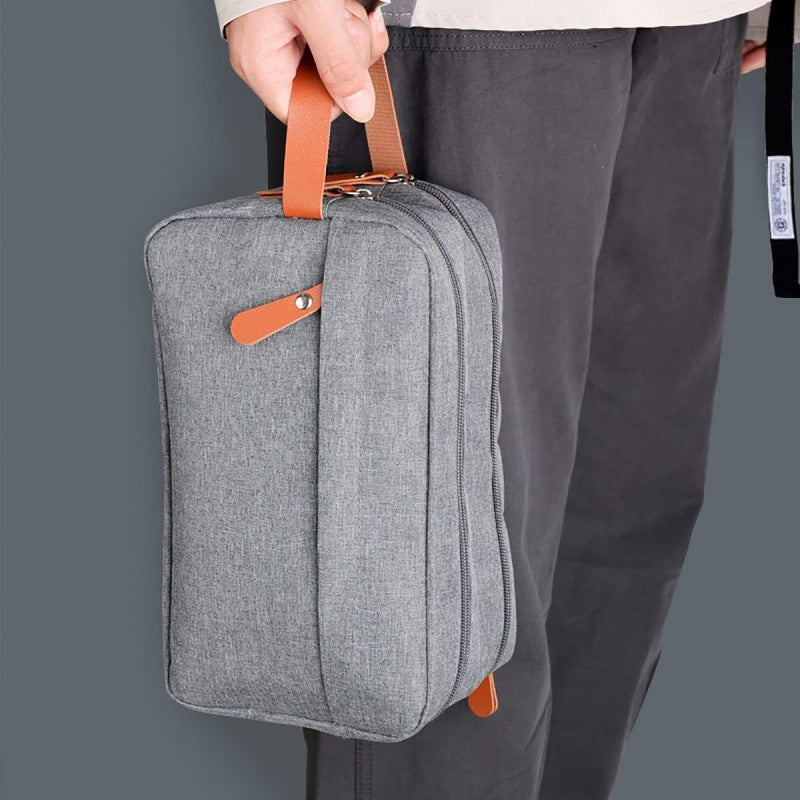 Convenient Toiletry Bag Solid Color Bag Dual Pocket.