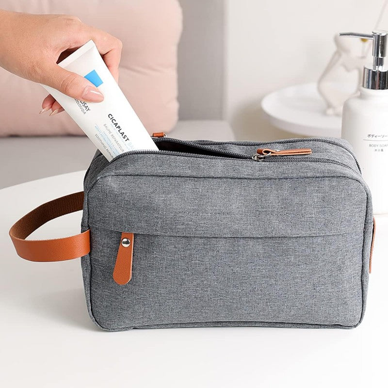 Convenient Toiletry Bag Solid Color Bag Dual Pocket.