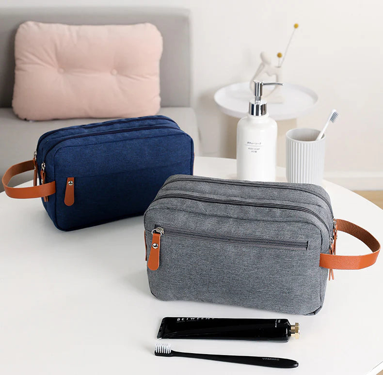 Convenient Toiletry Bag Solid Color Bag Dual Pocket.