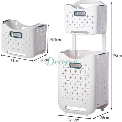  Laundry Collector with 2 Layers Spacious and Practical Laundry Sorting Solution