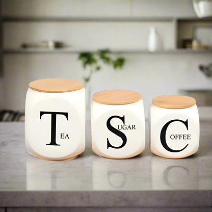 Ceramic Jar Set with Bamboo Stand