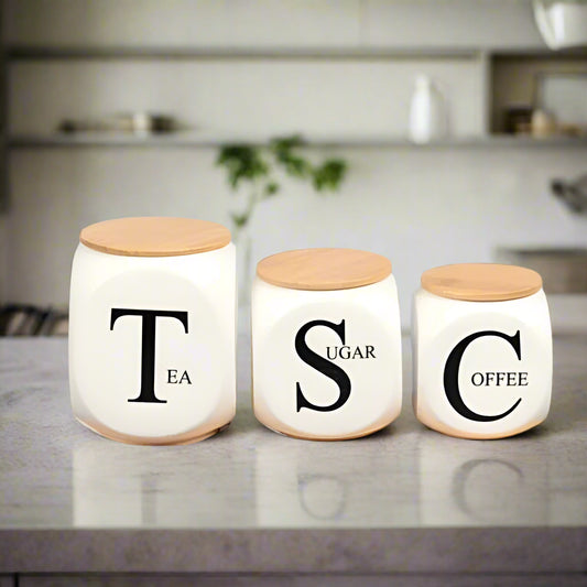 Ceramic Jar Set with Bamboo Stand