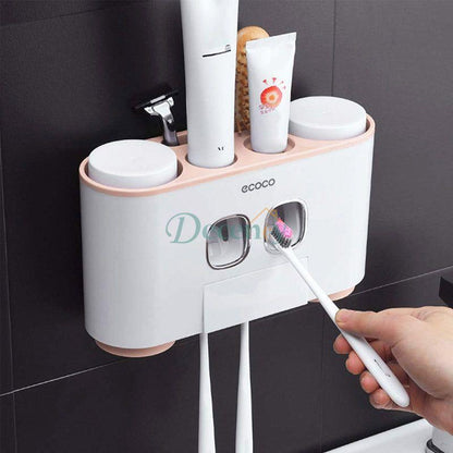 Toothbrush Holder With 2 Automatic Toothpaste Dispenser
