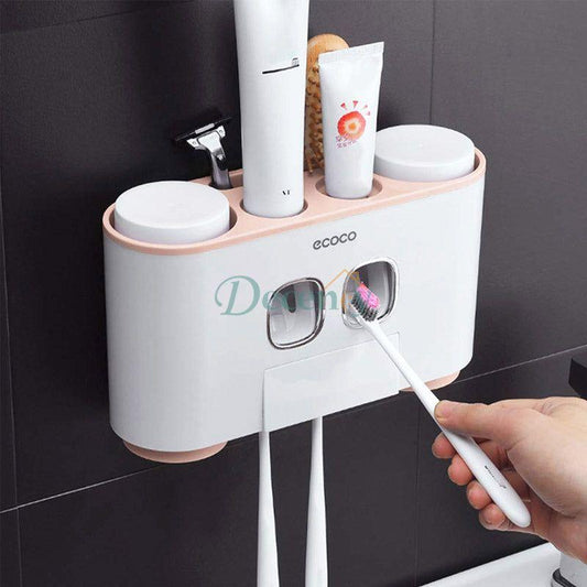 Toothbrush Holder With 2 Automatic Toothpaste Dispenser