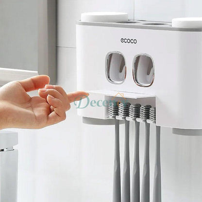 Toothbrush Holder With 2 Automatic Toothpaste Dispenser
