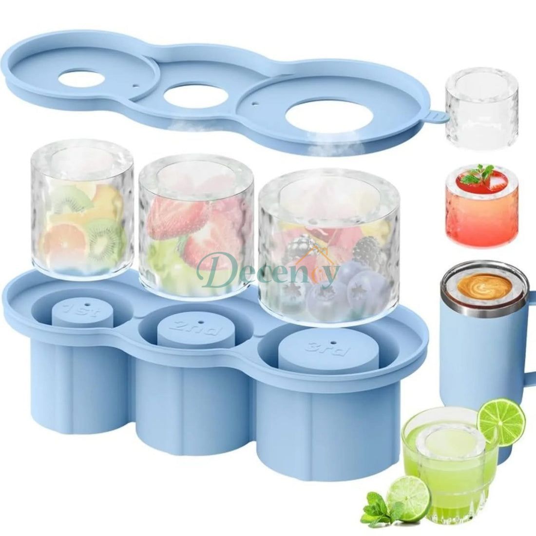  Tumbler Silicone Ice Cube Tray with Steel Tong Flexible Ice Mold with Lid & Stainless Steel Ice Tong – Perfect for Home Bars & Daily Use