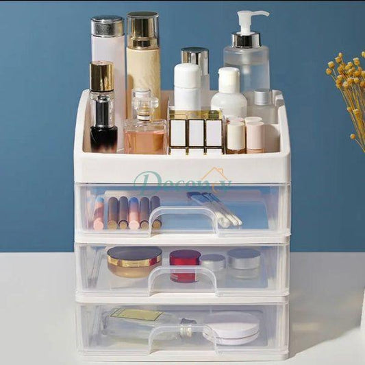 3 drawer acrylic makeup organizer  clear cosmetic storage box  vanity drawer organizer  makeup drawer organizer for dressing table  beauty and skincare storage