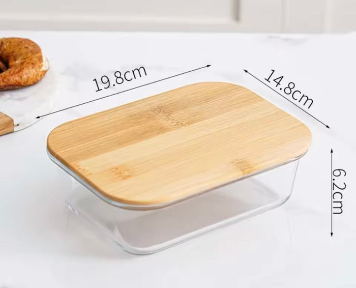 Set of 3 Glass Lunch Boxes with Bamboo Lids