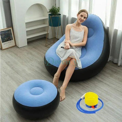 Elegant Inflatable Lounge Sofa Set with Footstool for Home Use