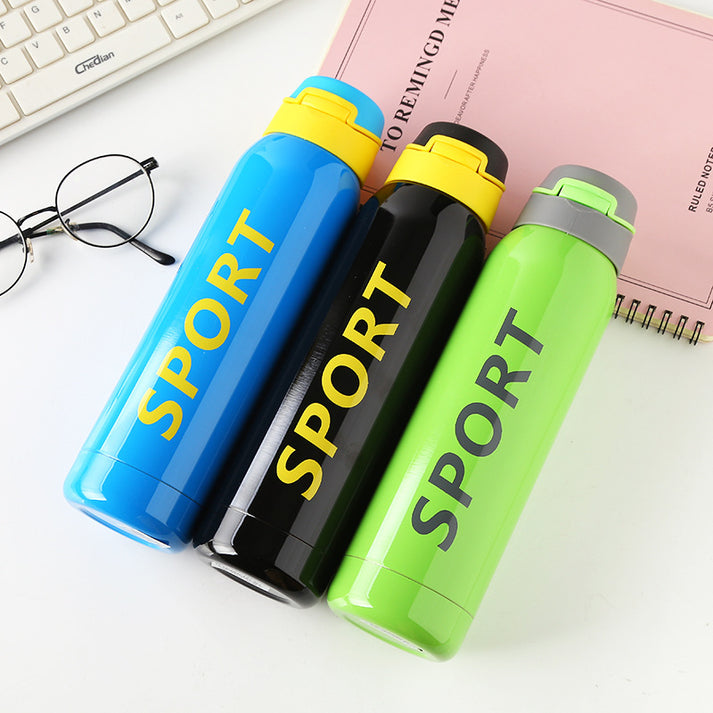 500ml Portable Sports Water Bottles Thermos With Straw