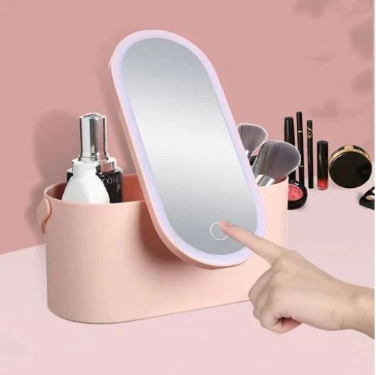 Portable Makeup Box With Led Mirror