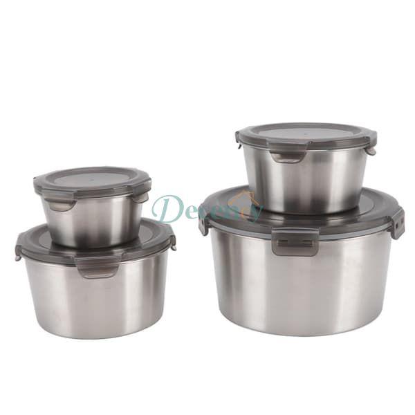4 pcs stainless steel box set with look.