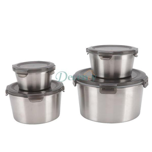 4 pcs stainless steel box set with look.