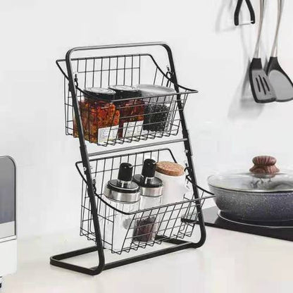 Kitchen 2 Tier Mini Vegetable Storage Basket Organizer