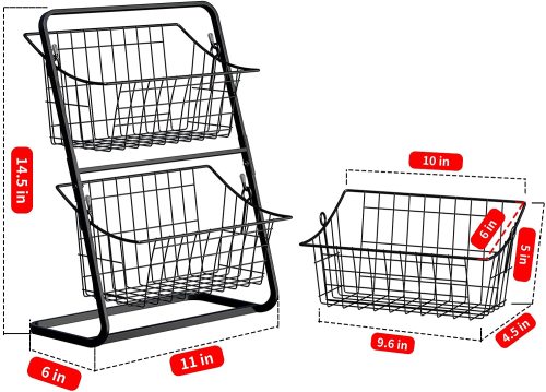 Kitchen 2 Tier Mini Vegetable Storage Basket Organizer