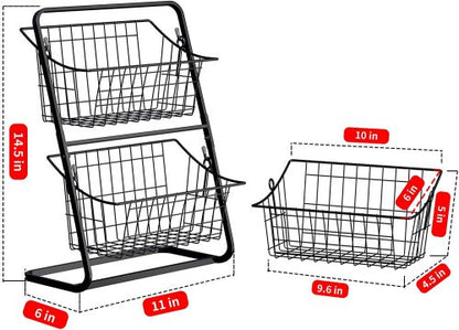 Kitchen 2 Tier Mini Vegetable Storage Basket Organizer